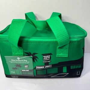 Trader Joe's Mini‎ Insulated Lunch Bag Emerald Green Palm Tree 1.5 Gallon NWT